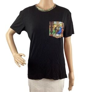 BlackMilk Cathedral Pocket Tee Size XS Black Short Sleeve